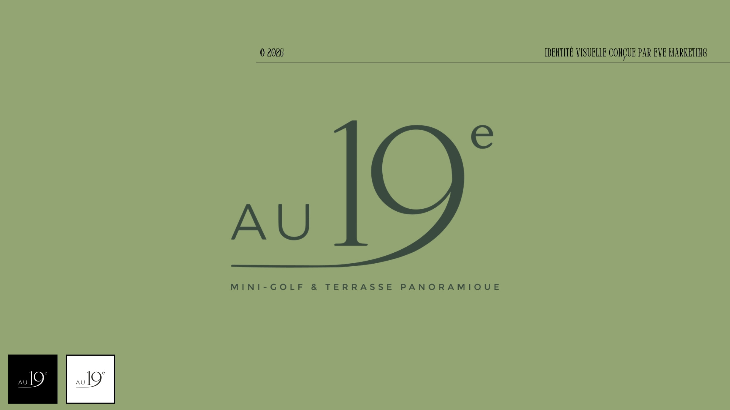 Logo Au 19e, mini-golf et terrasse panoramique, conçu par Eve Marketing