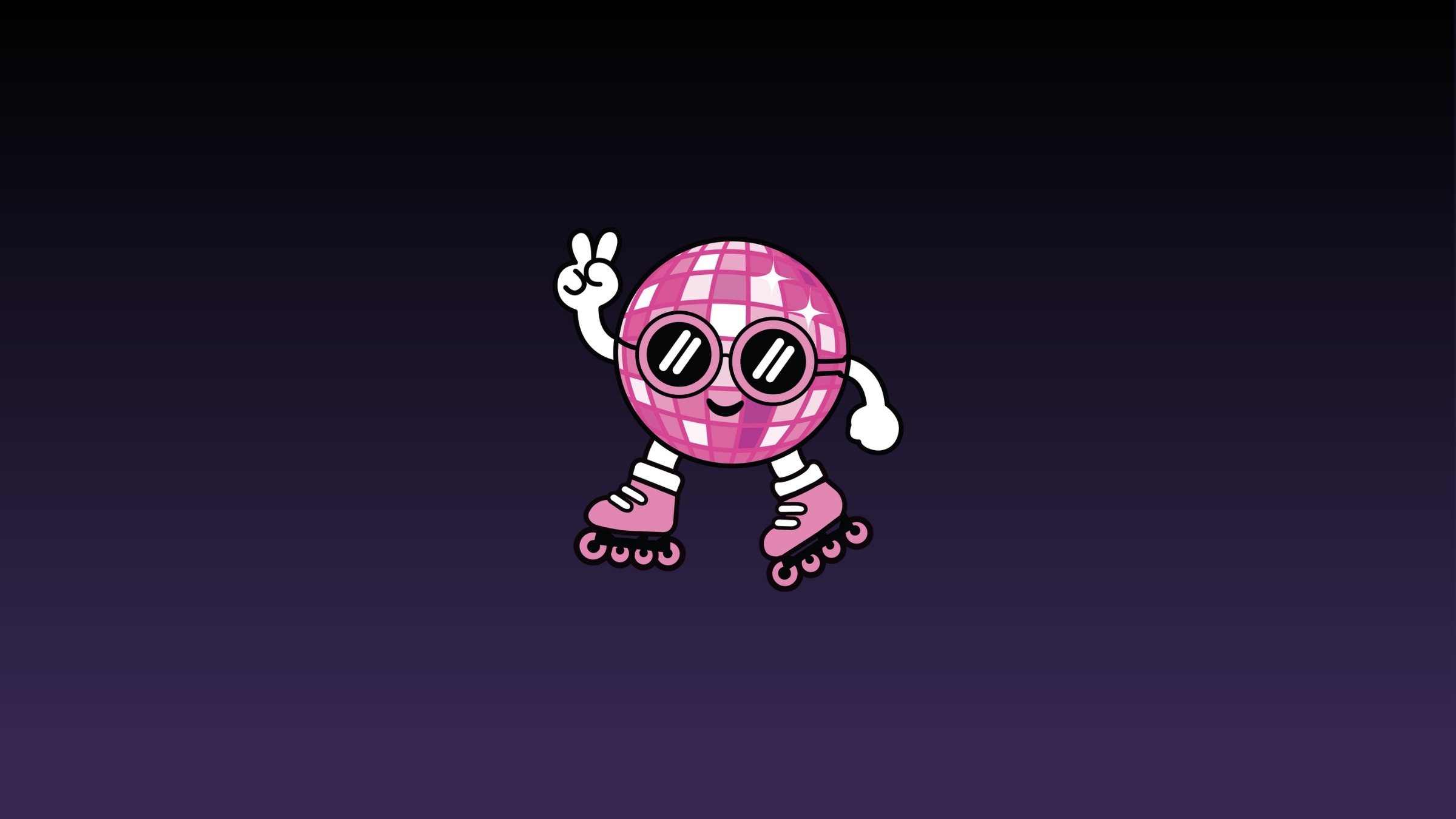 Mascotte boule disco en patins de Funky Town