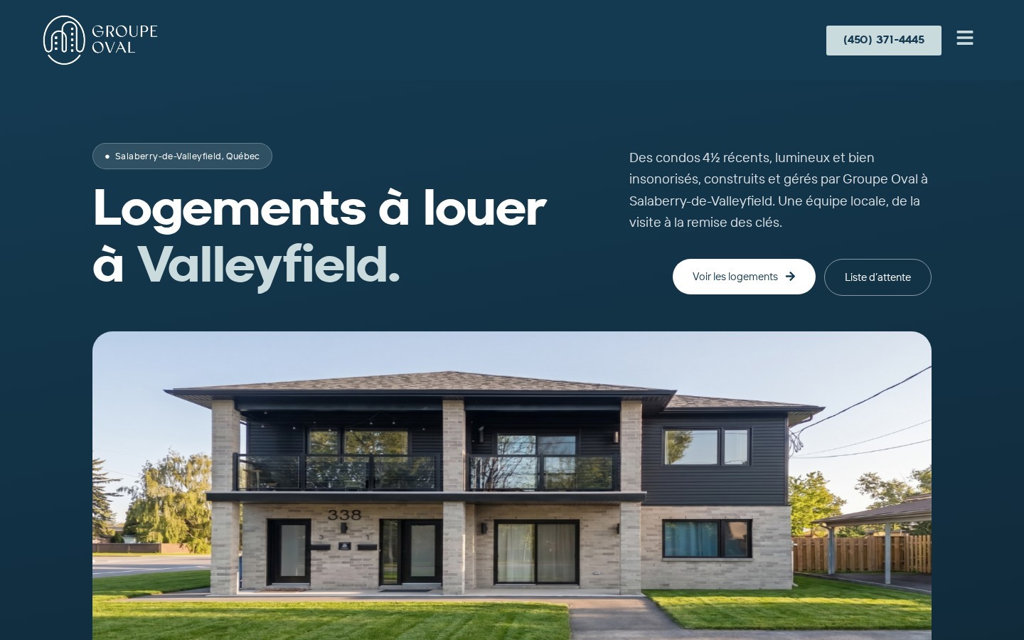Page des logements à louer de Groupe Oval